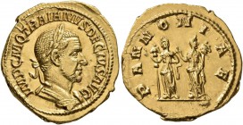 Trajan Decius, 249-251. Aureus (Gold, 20 mm, 4.82 g, 7 h), Rome. IMP C M Q TRAIANVS DECIVS AVG Laureate and cuirassed bust of Trajan Decius to right. ...