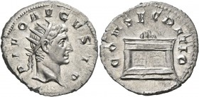 Trajan Decius, 249-251. Antoninianus (Silver, 22 mm, 3.19 g, 6 h), commemorative issue for Divus Augustus (died 14), Rome, mid 251. DIVO AVGVSTO Radia...