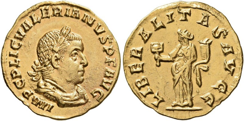 Valerian I, 253-260. Aureus (Gold, 18 mm, 2.06 g, 12 h), Rome, 255-256. IMP C P ...