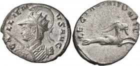 Gallienus, 253-268. Antoninianus (Billon, 22 mm, 3.45 g, 1 h), Mediolanum, 260-261. GALLIENVS AVG Radiate, helmeted, draped and cuirassed bust of Gall...