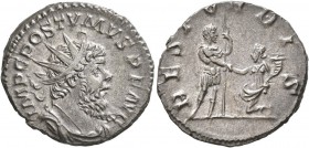 Postumus, Romano-Gallic Emperor, 260-269. Antoninianus (Billon, 20 mm, 3.55 g, 6 h), Cologne, 268. IMP C POSTVMVS P F AVG Radiate, draped and cuirasse...