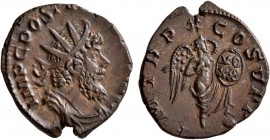 Postumus, Romano-Gallic Emperor, 260-269. Antoninianus (Billon, 20 mm, 2.81 g, 6 h), Cologne, early 269. IMP C POSTV[MVS P F] AVG Radiate, draped and ...