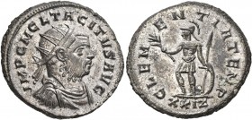 Tacitus, 275-276. Antoninianus (Silvered bronze, 21 mm, 4.95 g, 6 h), Rome, November-December 275. IMP C M CL TACITVS AVG Radiate, draped and cuirasse...