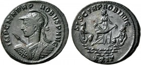 Probus, 276-282. Antoninianus (Silvered bronze, 23 mm, 3.81 g, 6 h), Siscia, 277. IMP C M AVR PROBVS P AVG Radiate, helmeted and cuirassed bust of Pro...