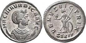 Magnia Urbica, Augusta, 283-285. Antoninianus (Silvered bronze, 21 mm, 3.93 g, 6 h), Ticinum. MAGNIA VRBICA AVG Diademed and draped bust of Magnia Urb...