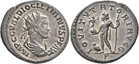 Diocletian, 284-305. Antoninianus (Silvered bronze, 23 mm, 4.05 g, 12 h), Lugdunum, 287-289. IMP C C VAL DIOCLETIANVS P F AVG Radiate, draped and cuir...