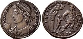 Constans, 337-350. Follis (Bronze, 22 mm, 4.18 g, 6 h), Constantinopolis, 348-350. D N CONSTA-NS P F AVG Pearl-diademed, draped and cuirassed bust of ...