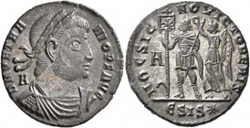 Vetranio, 350. Follis (Silvered bronze, 24 mm, 4.84 g, 12 h), Siscia. D N VETRANIO P F AVG Laureate, draped and cuirassed bust of Vetranio to right; b...