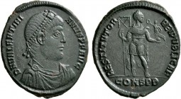 Valentinian I, 364-375. Maiorina (Bronze, 30 mm, 8.40 g, 12 h), Constantinopolis, 364-367. D N VALENTINI-ANVS P F AVG Pearl-diademed, draped and cuira...