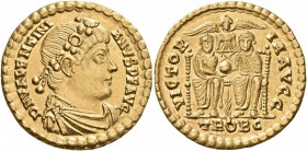 Valentinian I, 364-375. Solidus (Gold, 21 mm, 4.45 g, 6 h), Treveri, 373-375. D N VALENTINI-ANVS P F AVG Rosette-diademed, draped and cuirassed bust o...