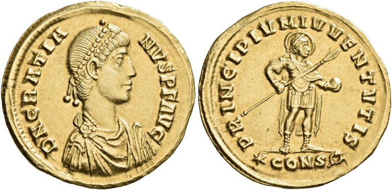 Gratian, 367-383. Solidus (Gold, 22 mm, 4.33 g, 7 h), Constantinopolis, 367-375....