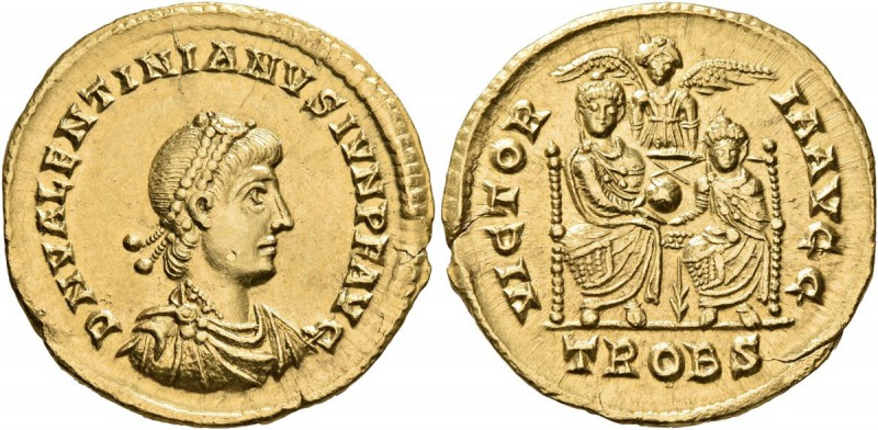 Valentinian II, 375-392. Solidus (Gold, 22 mm, 4.52 g), Treveri, 377-380. D N VA...