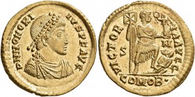 Honorius, 393-423. Solidus (Gold, 20 mm, 4.48 g, 6 h), a contemporary imitation, after 395. D N HONORI-IVS (sic!) P F AVG Pearl-diademed, draped and c...