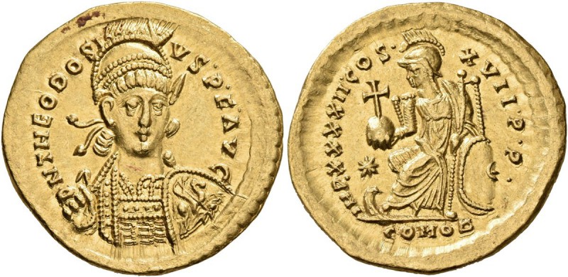 Theodosius II, 402-450. Solidus (Gold, 21 mm, 4.48 g, 7 h), Constantinopolis, 44...