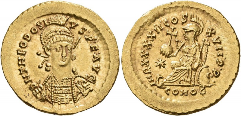 Theodosius II, 402-450. Solidus (Gold, 21 mm, 4.48 g, 6 h), Constantinopolis, 44...