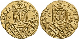 Irene, 797-802. Solidus (Gold, 19 mm, 3.79 g, 6 h), Syracuse, 798-802. ЄIRIn bASILISI Crowned bust of Irene in loros facing, holding globus cruciger i...