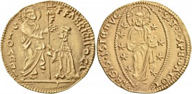 CRUSADERS. Knights of Rhodes (Knights Hospitallers). Fabrizio del Carretto, 1513-1521. Ducat (Gold, 22 mm, 3.49 g, 1 h). F•FABRICIO•D•CΛ - S•IOΛRRI Gr...