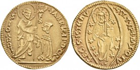 CRUSADERS. Knights of Rhodes (Knights Hospitallers). Fabrizio del Carretto, 1513-1521. Ducat (Gold, 22 mm, 3.52 g, 11 h). F•FABRICIO•D•CΛ - S•IOΛRRI G...