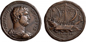 PADUAN MEDALS. Hadrian, 117-138. 'Sestertius' (Copper, 35 mm, 31.04 g, 7 h), by Giovanni di Cavino (1500-1570), an early aftercast. HADRIANVS AVGVSTVS...