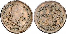 1789. Carlos IV. Segovia. 2 maravedís. (AC. 25). Golpecitos. 2,22 g. (MBC).