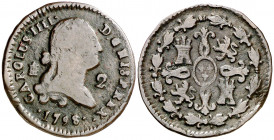 1798. Carlos IV. Segovia. 2 maravedís. (AC. 33). Escasa. 2,10 g. BC/BC+.