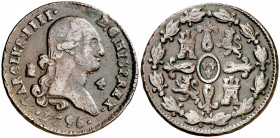1796. Carlos IV. Segovia. 4 maravedís. (AC. 50). 5,78 g. MBC-.