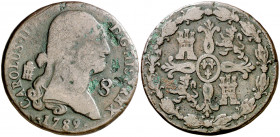 1789. Carlos IV. Segovia. 8 maravedís. (AC. 65). Golpecitos. 11,34 g. BC-/BC.