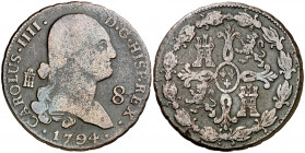 1794. Carlos IV. Segovia. 8 maravedís. (AC. 71). 11,35 g. BC+.