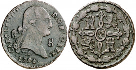 1796. Carlos IV. Segovia. 8 maravedís. (AC. 73). 11,89 g. BC+/MBC-.