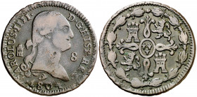 1804. Carlos IV. Segovia. 8 maravedís. (AC. 81). Golpecitos. 11,34 g. MBC-.