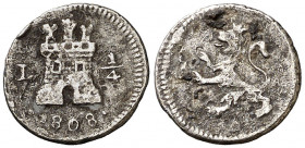 1808. Carlos IV. Lima. 1/4 de real. (AC. 119). Oxidaciones. Escasa. 0,73 g. (BC+).