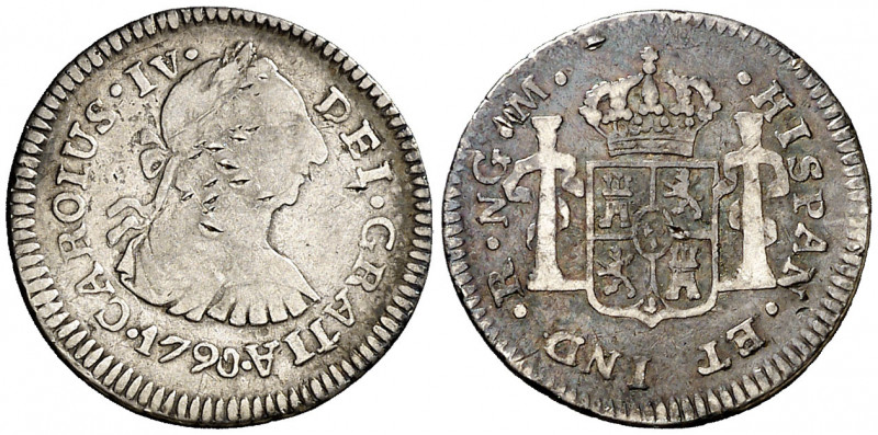 1790. Carlos IV. Guatemala. M. 1/2 de real. (AC. 208). Busto de Carlos III. Ordi...