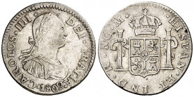 1802. Carlos IV. Guatemala. M. 1/2 de real. (AC. 220). Rayitas. Escasa. 1,63 g. MBC-.