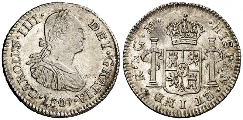 1807. Carlos IV. Guatemala. M. 1/2 de real. (AC. 225). Bella. Parte de brillo or...