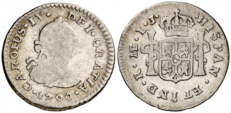 1790. Carlos IV. Lima. IJ. 1/2 de real. (AC. 227). Busto de Carlos III. Ordinal ...