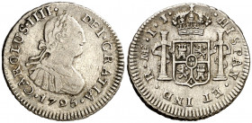 1795. Carlos IV. Lima. IJ. 1/2 de real. (AC. 233). 1,59 g. MBC-/MBC.