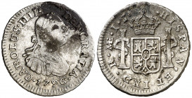 1796. Carlos IV. Lima. IJ. 1/2 de real. (AC. 234). Oxidación. 1,77 g. (BC+/MBC-).