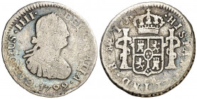 1799. Carlos IV. Lima. IJ. 1/2 de real. (AC. 237). 1,65 g. BC-/BC.