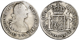 1796. Carlos IV. Guatemala. M. 1 real. (AC. 372). Ex Áureo 22/09/2003, nº 1018. Escasa. 3,27 g. MBC-/MBC.