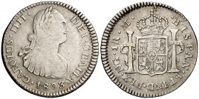 1803. Carlos IV. Guatemala. M. 1 real. (AC. 380). Rayitas. Escasa. 3,51 g. BC/BC+.