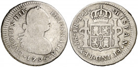 1795. Carlos IV. Lima. IJ. 1 real. (AC. 394). 3,09 g. BC-/BC.