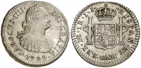 1797. Carlos IV. Lima. IJ. 1 real. (AC. 396). 3,41 g. MBC-/MBC.