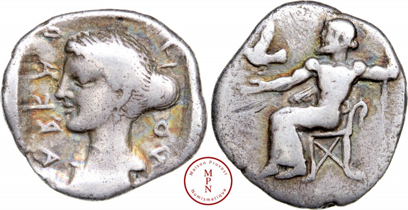 Arcadie, Tégée, Hemidrachme, 465-460 avant J.-C., Av. Tête de la nymphe Kallisto...