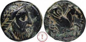 Mysie, Lampsakos, Bronze, IV-IIIe siècle avant J.-C., Av. Tête laurée de Priape à droite, Rv. Protomé de Pégase volant à droite, Bronze, TTB, 1.68 g, ...