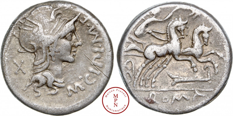 Cipia, Marcus Cipius Marci Filius, Denier, -115-114 avant J.-C., Av. M. CIPI. M....