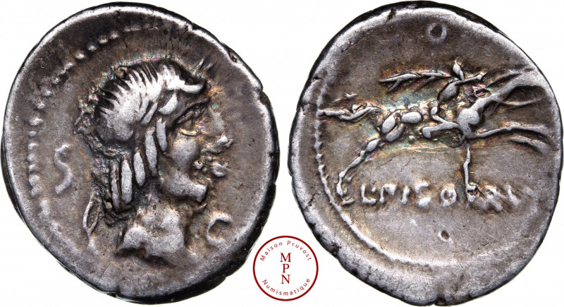 Calpurnia, Lucius Calpurnius Piso Frugi, Denier, -90 avant J.-C., Rome, Av. Tête...