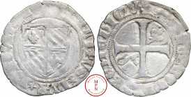 Duché de Bourgogne, Philippe II le Hardi (1363-1404), Petit Blanc ou Demi-Guénar, Av. PHILIPPVS+DVX+BVRGVNDIE. Armes de Bourgogne. Rv. +SIT.NOMEN.DEI....