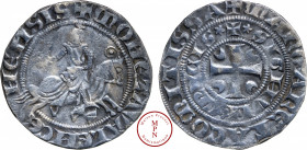 Hainaut, Comté, Marguerite de Constantinople (1244-1280), Double Esterlin au chevalier, Après 1269, Av. +·MONETA VALENCENENSIS, Chevalier en armure à ...