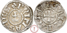 Archevêché de Lyon, Anonyme, Denier, 1100-1150, Lyon, Av.+ PRIMA SEDES, Rv. + GALLIARV, Argent, TB+, 1,06 g, 19 mm, Bd.1130.