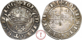 Comté de Provence, Jeanne de Naples (1343-1382), Gros, 1369-1372, Av. + IOHAN. IHR. ET. SICL REG, Couronne au-dessus d'un lambel composé de deux lys, ...
